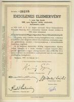 1947. Kötvényhelyettesítő elismervény 1000$ névértékű Budapest/Magyar Egyesített Városi Kölcsönkötvé...