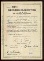 1947. Kötvényhelyettesítő elismervény 1000$ névértékű Budapest/Magyar Egyesített Városi Kölcsönkötvé...