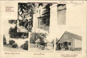 1918 Szilasbalhás (Mezőszilas), Fő utca felső részlet, Kováts kastély, Singer Jakab vendéglője és vegyeskereskedése, Római katolikus iskola és m. kir. postahivatal. Kiadja Szilágyi (Rb)