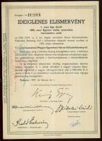 1947. Kötvényhelyettesítő elismervény 1000$ névértékű Budapest/Magyar Egyesített Városi Kölcsönkötvé...