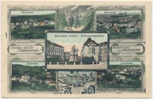 1917 Pozsony, Pressburg, Bratislava; Koronázási dombtér. Szecessziós katonai üdvözlet / Art Nouveau military greeting (kis szakadás / small tear)
