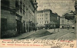 1900 Temesvár, Timisoara; Szent György tér, hotel, Hóckl János, Probst Adolf utódai, U. Andris üzlete, kávéház. Kiadja Nachbargauer János / square, hotel, shops, cafe