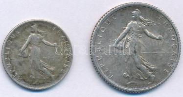 Franciaország 1916. 1Fr Ag + 1917. 50c Ag T:VF,F patina France 1916. 1 Franc Ag + 1917. 50 Centimes Ag C:VF,F patina