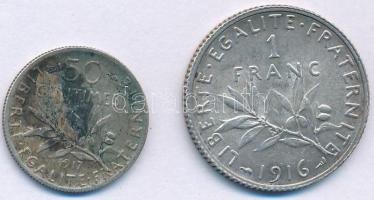 Franciaország 1916. 1Fr Ag + 1917. 50c Ag T:VF,F patina
France 1916. 1 Franc Ag + 1917. 50 Centimes...