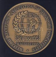 Szingapúr 1995. "Bélyeg-világkiállítás - Szingapúr" Br emlékérem T:1 éremtartó tokban