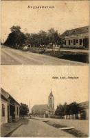 1926 Hegyeshalom, utca, Római katolikus templom, gyógyszertár. Vasúti levelezőlapárusítás 6202. (fl)