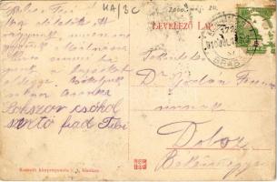 1910 Sepsiszentgyörgy, Sfantu Gheorghe; Szabadság tér, szobor, Állami polgári leány iskola, Városház...