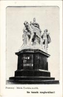 Pozsony, Pressburg, Bratislava; Mária Terézia emlék. Ne tessék megfordítani! Schicht reklám a hátoldalon / monument, advertisement on the backside