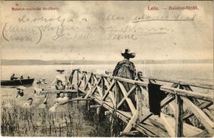 1907 Balatonlelle, Lelle; Balaton szállodai fürdőhely, fürdőzők. Wollák József kiadása (fl)