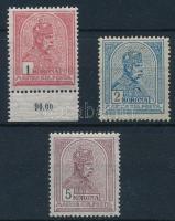 1913 Turul 1K, 2K, 5K (27.000) (2K rozsdapöttyök / szain)