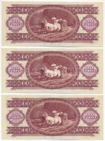 1984. 100Ft (3x) sorszámkövetők "B 906 168177 - B 906 168179" nyomdai papírránccal T:UNC,A...