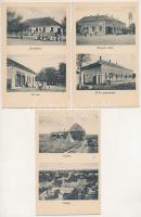 Füzesabony, szétesett leporelló 4 lapja, rajta vasútállomás, gyógyszertár