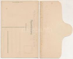 Füzesabony, szétesett leporelló 4 lapja, rajta vasútállomás, gyógyszertár