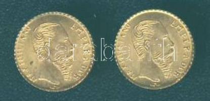 Mexikó 1865. "Maximilian" aranypénz mini reprodukciója (2x)