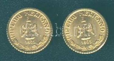 Mexikó 1865. "Maximilian" aranypénz mini reprodukciója (2x)