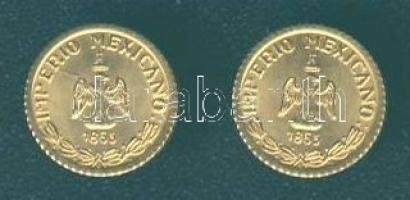 Mexikó 1865. "Maximilian" aranypénz mini reprodukciója (2x)
