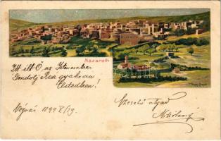 1899 (Vorläufer) Nazareth, general view. litho s: Basch Árpád (fl)