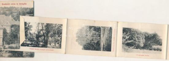 1908 Dombóvár. Leporellolap 10 képpel közte a Tüskei kastély és vasútállomás(EK)