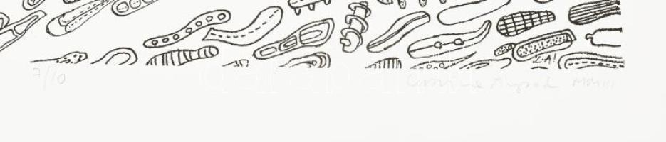 Luzsicza Lajos Árpád (1949-): Tárgyak (cím nélkül). Szitanyomat, papír, jelzett, számozott (7/10). 4...