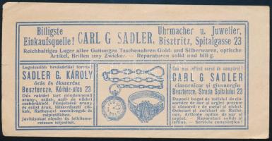 Carl G. Sadler besztercei órás számolócédula