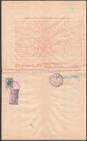 1944 Román ügyvédi irat illetékbélyegekkel