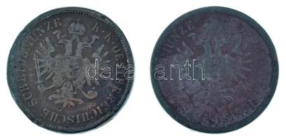 1860B 4kr Cu + Ausztria 1860A 4kr Cu T:F ph, patina