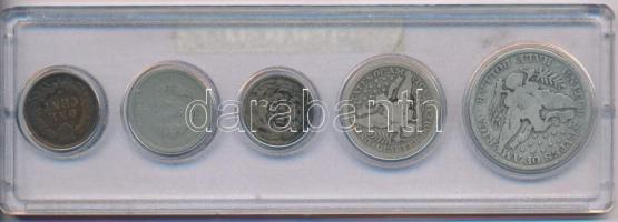 Amerikai Egyesült Államok 1906. 1c bronz - 1/2$ Ag (5xklf) forgalmi összeállítás műanyag tokban T:F
...