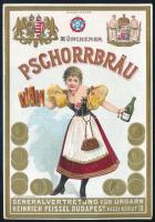 Münchener Pschorrbräu litho reklámlap, felületén törsényom