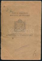 1930 Magyar Királyság által kiállított fényképes útlevél, borító gerince szakadt