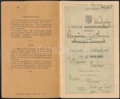 1920 Bp., Magyar Királyság által kiállított fényképes útlevél, átjavított "Népköztársaság"...