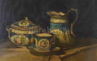 Pentelei Molnár János (1878-1924): Csendélet. Olaj, vászon. Jelzett. Javított. Dekoratív fakeretben....