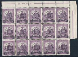 1931 Kisegítő bélyegek (I.) 10/16f ívszéli 15-ös tömbben IX. vízjellel (9.000)