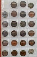 74db-os vegyes krajcár, fillér és heller érmetétel kisalakú műbőr albumba rendezve T:vegyes