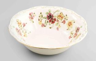 Zsolnay pillangó mintás köretes tál. Jelzett, hibátlan, d: 25,5 cm, m: 7,5 cm