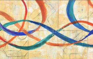 Rác András (1926-2013): Színes szalagok. Vegyes technika, papír, jelzés nélkül. Proveniencia: A művé...