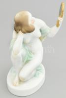 Herendi fésülködő akt. Kézzel festett, jelzett, hibátlan 24 cm