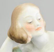 Herendi fésülködő akt. Kézzel festett, jelzett, hibátlan 24 cm