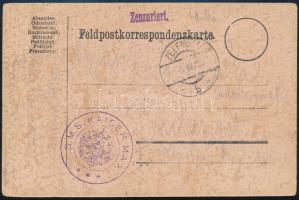 1915 Cenzúrás tábori posta levelezőlap S.M.S. KAISER MAX Budapestre küldve