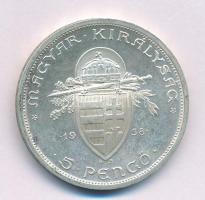 1938. 5P Ag "Szent István" T:AU,XF patina
Adamo P8.1