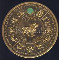 Németország DN "Oroszlán csillagjegy" aranyozott fém zodiákus naptárérem féldrágakővel T:PP