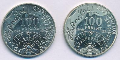 1986. 100Ft Cu-Ni-Zn "Fáy András" + 1990. 100Ft Cu-Ni-Zn "Fáy András / A Hazai Első T...