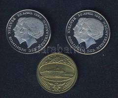 Hollandia 1980. 1G "Beatrix" (2x) Br zsetonnal, tanúsítvánnyal, díszdobozban T:BU