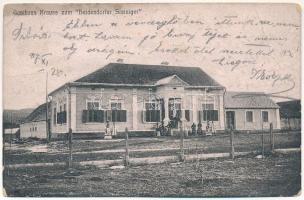 1917 Beszterce, Bistritz, Bistrita; Gasthaus Krauss zum "Heidendorfer Steiniger" / Vendéglő, étterem / restaurant (EK)