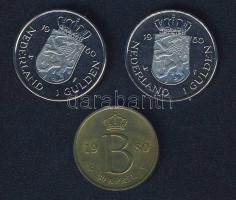 Hollandia 1980. 1G "Beatrix" (2x) Br zsetonnal, tanúsítvánnyal, díszdobozban T:BU