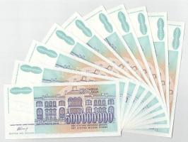 Jugoszlávia 1993. 500.000.000D (10x) közte sorszámkövető párokkal "AB 4916675 - AB 4916700&quot...