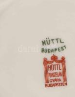 Hüttl Tivadar virágmintás 6 darab csésze alátéttel. Jelzett, kézzel festett, kopással, d: 16 cm