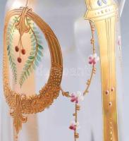 Szecessziós nagykancsó, 2 pohárral. Zománcfestett, kis kopottsággal, m: 32 cm, pohár m: 15 cm