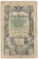 1866. 1G STN vízjeles papíron, Tz22 sorszámmal T:VG,G  Austrian Empire 1866. 1 Gulden on STN watermarked paper, Tz22 serial C:VG,G Adamo G97