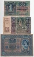 1913. 20K felülbélyegzés nélkül + 1914. 50K felülbélyegzés nélkül + Ausztria 1919. (1902.) 1000K min...