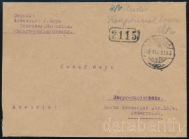 1946 (17. díjszabás) Külföldi levél a díjszabás első napján 480 millió készpénz bérmentesítéssel "DEMECSER" Ausztria\ba küldve, ritka! Rövid tarifa